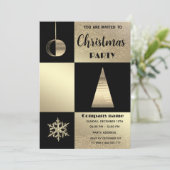 Goud zwart kleurenblok corporate kerstfeest kaart (Staand voorkant)
