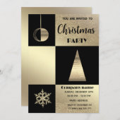 Goud zwart kleurenblok corporate kerstfeest kaart (Voorkant / Achterkant)