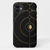 Goud zwart kompas-maanfase Case-Mate iPhone case (Achterkant)