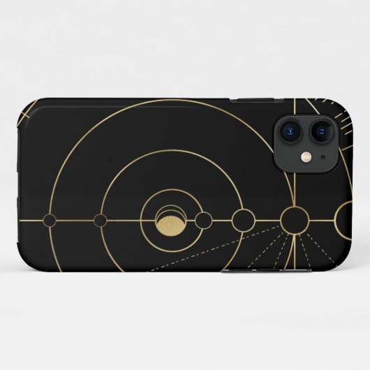 Goud zwart kompas-maanfase Case-Mate iPhone case (Achterkant (horizontaal))