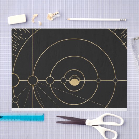 Goud zwart kompas-maanfasen tissuepapier (Craft)