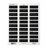 Goud Zwart Krans Monogram Retouradres Label (Full Sheet)