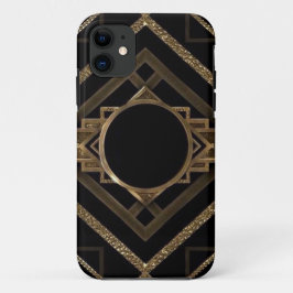 goud, zwart, kunstdeco, metallisch, patroon, , chi iPhone 11 hoesje