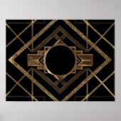 goud, zwart, kunstdeco, metallisch, patroon, , chi poster (Voorkant)