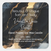 Goud Zwart Kunstwerk Fles Kaars Jar Product Label (Voorkant)