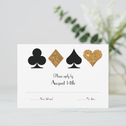 Goud Zwart Las Vegas Bruiloft Antwoord Faux Glitte (Staand voorkant)