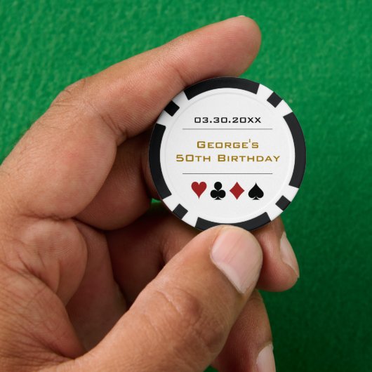 Goud Zwart Las Vegas Casino Poker Chip Verjaardag (Hand)