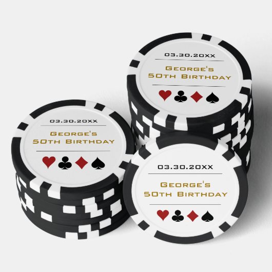 Goud Zwart Las Vegas Casino Poker Chip Verjaardag (Opstapeling)