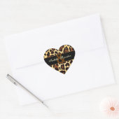 Goud Zwart Leopard Bruiloft Hart Sticker (Envelop)