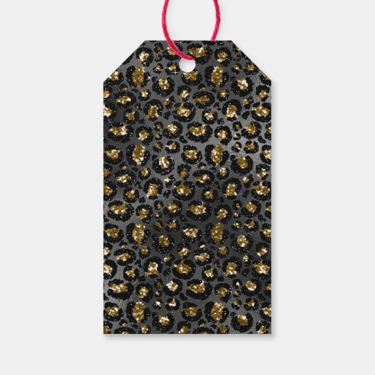 Goud Zwart Leopard Glitter Cadeaulabel (Achterkant)