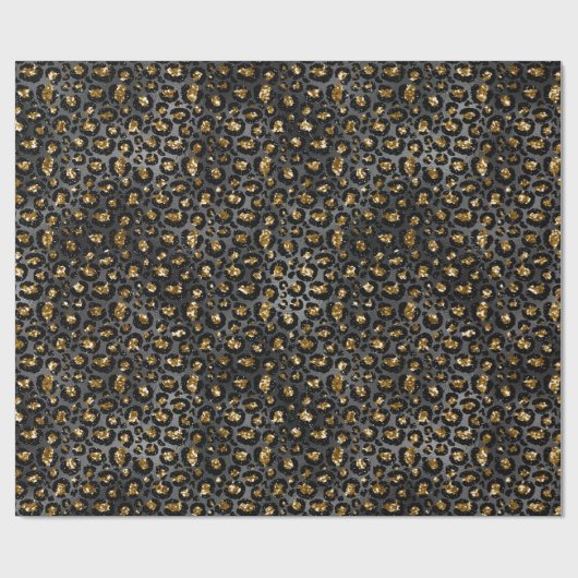 Goud Zwart Leopard Glitter Cadeaupapier (Vlak)