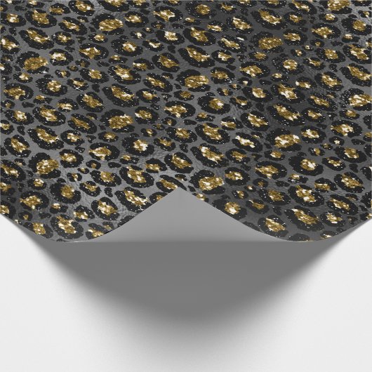 Goud Zwart Leopard Glitter Cadeaupapier (Hoek)