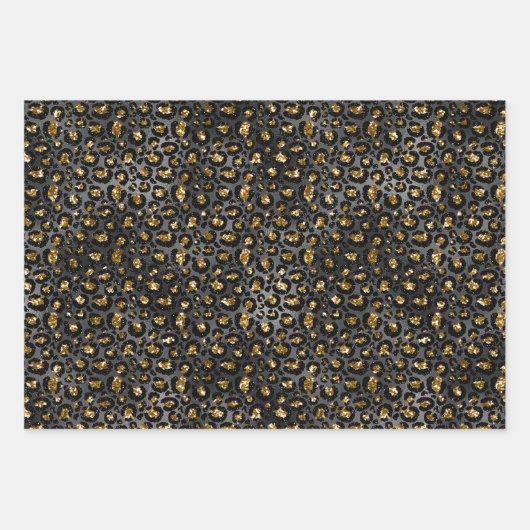 Goud Zwart Leopard Glitter Inpakpapier Vel (Voorkant)
