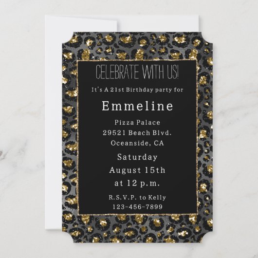 Goud Zwart Leopard Glitter Kaart (Voorkant)