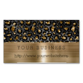 Goud Zwart Leopard Glitter Magnetisch Visitekaartje (Voorkant)
