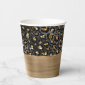 Goud Zwart Leopard Glitter Papieren Bekers (Achterkant)