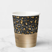 Goud Zwart Leopard Glitter Papieren Bekers (Links)