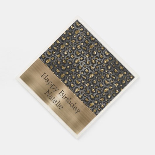 Goud Zwart Leopard Glitter Servet (Hoek)