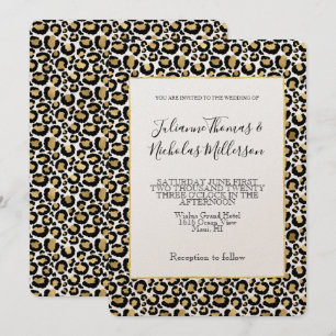 Goud Zwart Leopard Print Bruiloft Kaart