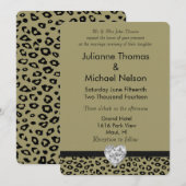 Goud Zwart Leopard Print Diamant Hart Bruiloft Kaart (Voorkant / Achterkant)
