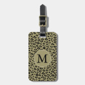 Goud Zwart Leopard Print Monogram Bagagelabel (Voorkant verticaal)