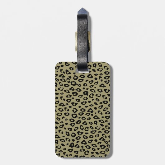 Goud Zwart Leopard Print Monogram Bagagelabel (Achterkant verticaal)