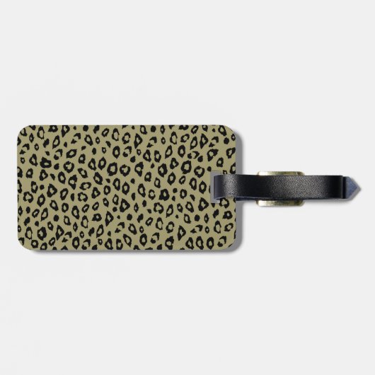 Goud Zwart Leopard Print Monogram Bagagelabel (Achterkant horizontaal)