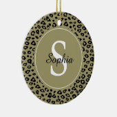 Goud Zwart Leopard Print Monogram Keramisch Ornament (Rechts)