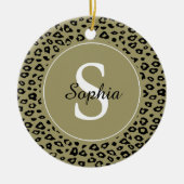 Goud Zwart Leopard Print Monogram Keramisch Ornament (Voorkant)