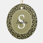 Goud Zwart Leopard Print Monogram Keramisch Ornament (Links)