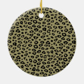 Goud Zwart Leopard Print Monogram Keramisch Ornament (Achterkant)