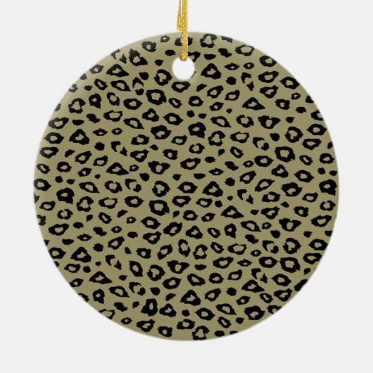 Goud Zwart Leopard Print Monogram Keramisch Ornament (Achterkant)