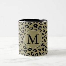 Goud Zwart Leopard Print Monogram Tweekleurige Koffiemok