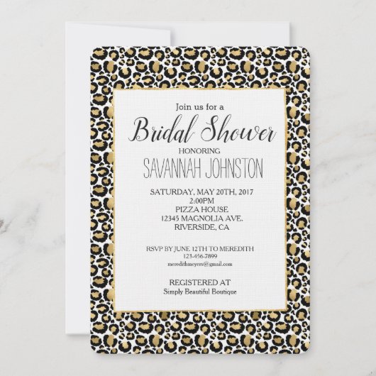 Goud Zwart Leopard Print Vrijgezellenfeest Kaart (Voorkant)