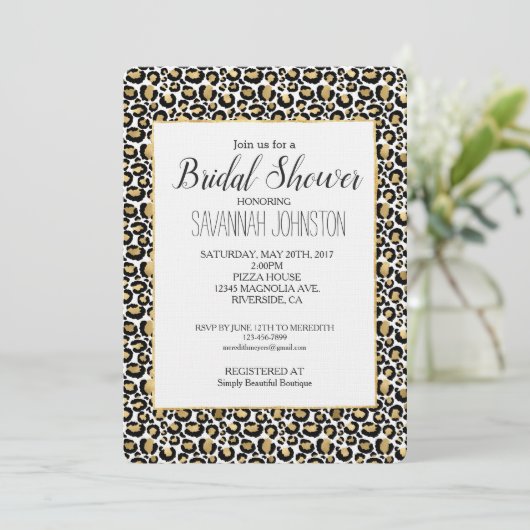 Goud Zwart Leopard Print Vrijgezellenfeest Kaart (Staand voorkant)