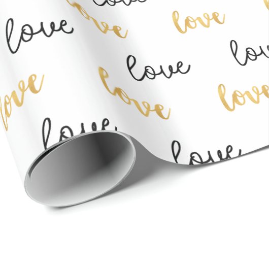 Goud Zwart Liefde Cadeaupapier (Rol Hoek)