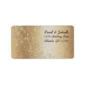 Goud Zwart Liefde Vogel Trouwadres Retourlabels Etiket (Voorkant)