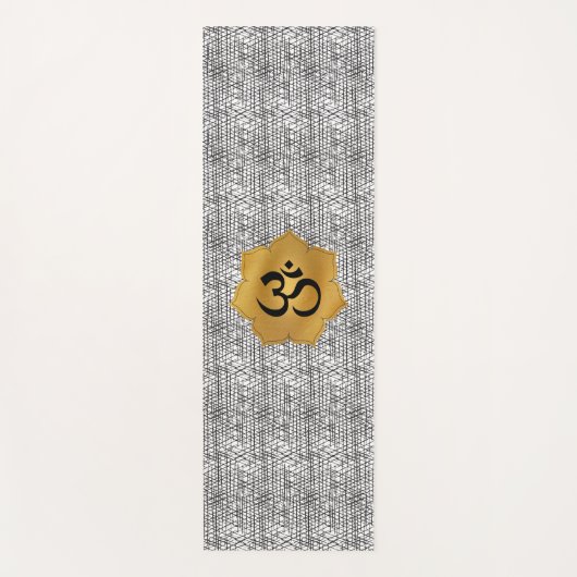 Goud & Zwart Lotus Bloem met Ohm Symbool Yogamat (Voorkant)