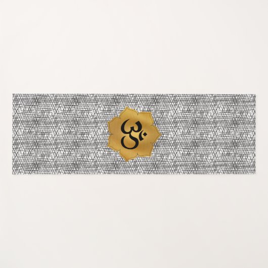 Goud & Zwart Lotus Bloem met Ohm Symbool Yogamat (Voorkant (horizontaal))