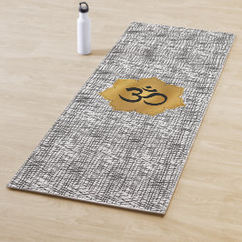 Goud & Zwart Lotus Bloem met Ohm Symbool Yogamat