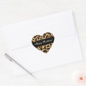 Goud Zwart Luipaard Gelukkige Verjaardag Hart Sticker (Envelop)