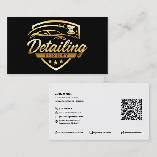 Goud & Zwart Luxe Auto Auto Detailing Body Shop Visitekaartje