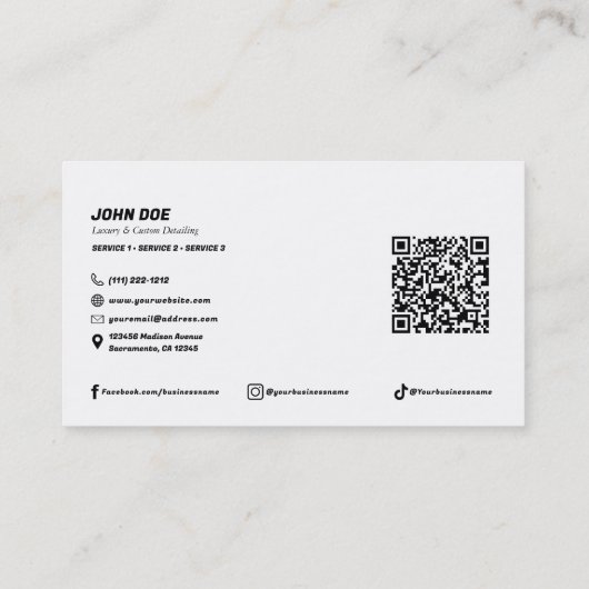 Goud & Zwart Luxe Auto Auto Detailing Body Shop Visitekaartje (Achterkant)