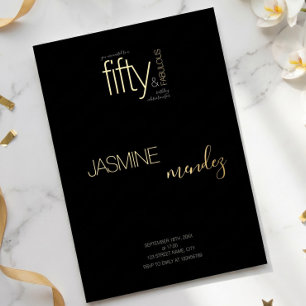 Goud Zwart Luxe Elegant 50 & Fabulous Verjaardag  Folie Uitnodiging