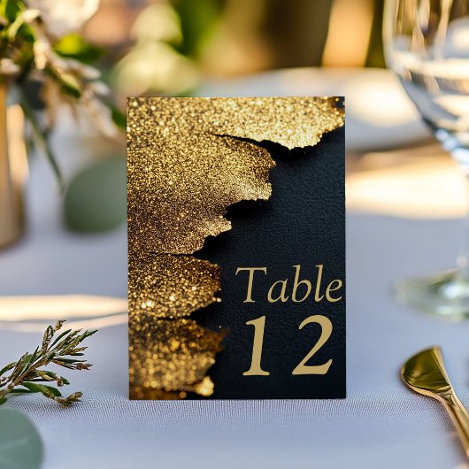 Goud Zwart Luxe Elegante Trouwtafel Nummer Kaart