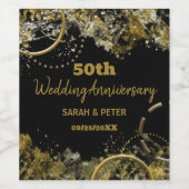 Goud Zwart Luxe Glam 50e Bruiloft Jubileum Wijn Etiket (Enkel label)