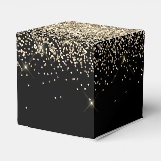 Goud Zwart Luxe Glitter Glans Monogram Bedankdoosjes (Achterkant)