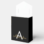 Goud Zwart Luxe Glitter Monogram Bedankdoosjes (Geopend)