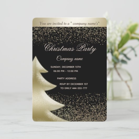 Goud/zwart luxe zakelijk kerstfeest kaart (Staand voorkant)
