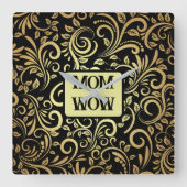 Goud & Zwart - MAM - WOW | Vierkante Klok (Voorkant)